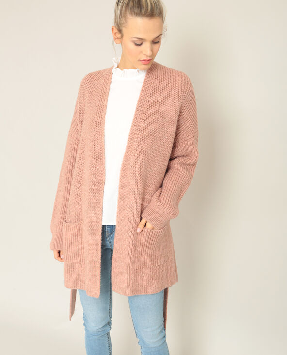 gilet laine rose poudre