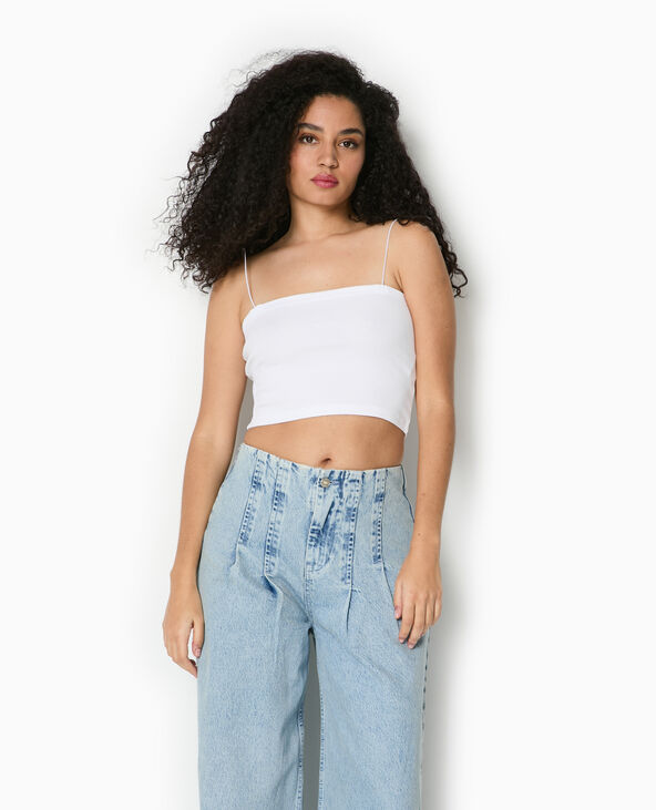 Top bandeau court avec bretelles fines blanc - Pimkie