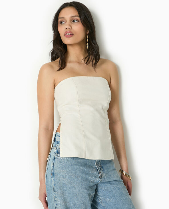 Top bustier avec fentes côtés blanc - Pimkie