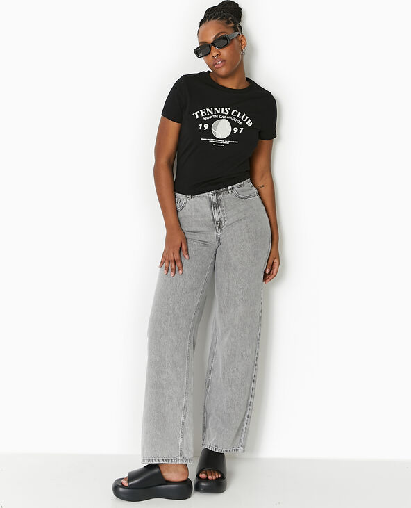 T-shirt ajusté avec print devant noir - Pimkie