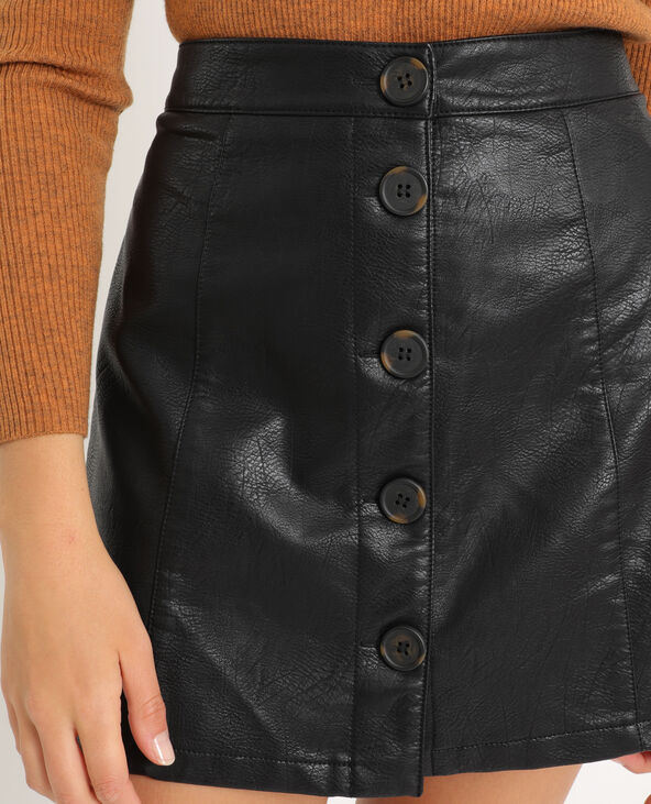 Jupe en simili cuir noir - Pimkie