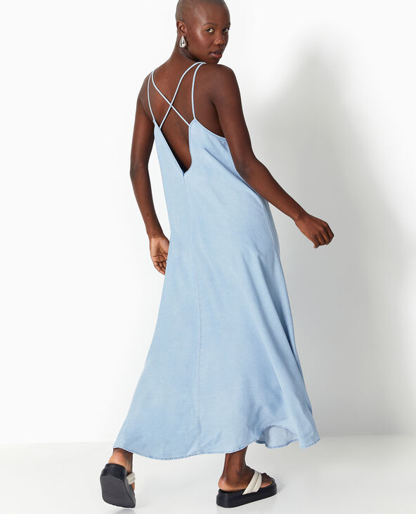 Robe longue en tissu effet jean bleu - Pimkie