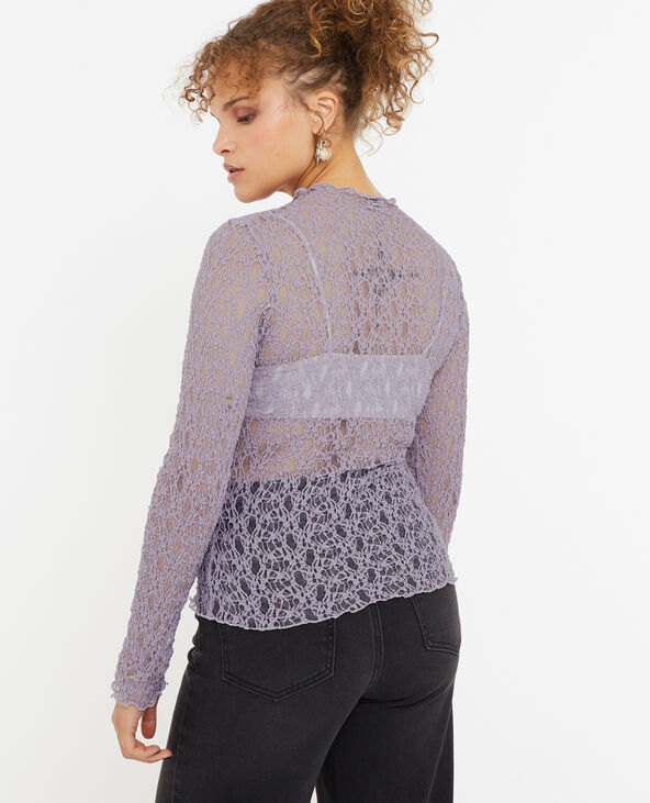 Top col montant en dentelle lilas - Pimkie