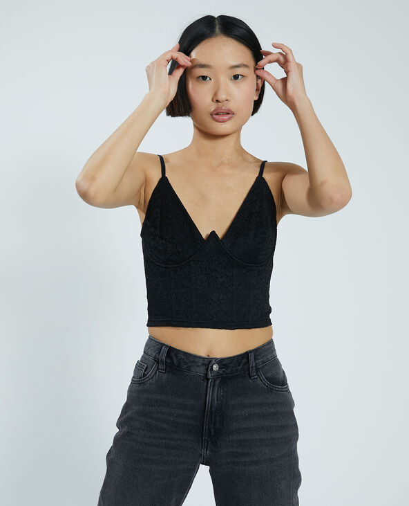 Brassière corset dentelle noir - Pimkie