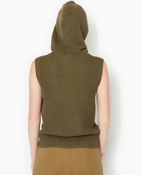 Pull sans manches avec capuche vert kaki - Pimkie