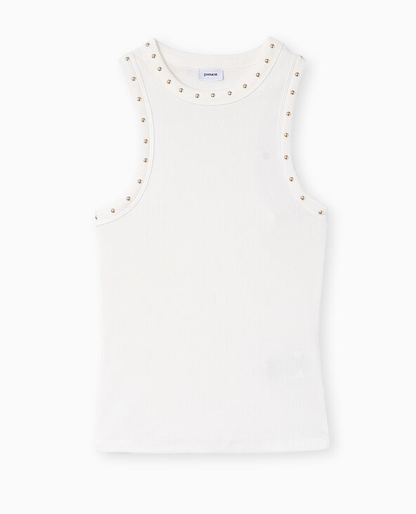 Débardeur maille côtelée avec clous blanc - Pimkie