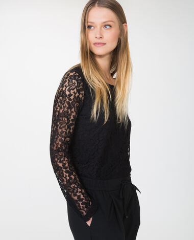 T-shirt en dentelle noir - Pimkie
