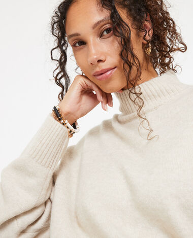 Pull oversize col montant beige - Pimkie