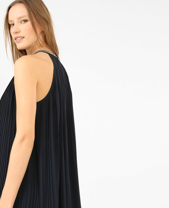Robe plissée à bijoux bleu marine - Pimkie