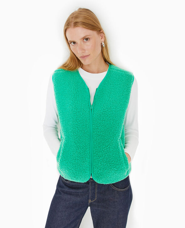 Gilet sans manches en sherpa effet mouton vert - Pimkie