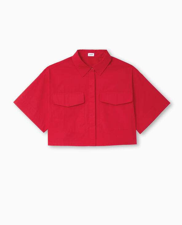 Chemise courte avec manches courtes et poches rouge - Pimkie
