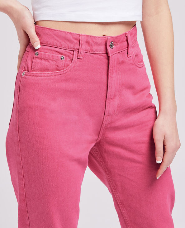 Jean droit taille haute rose fuchsia - Pimkie