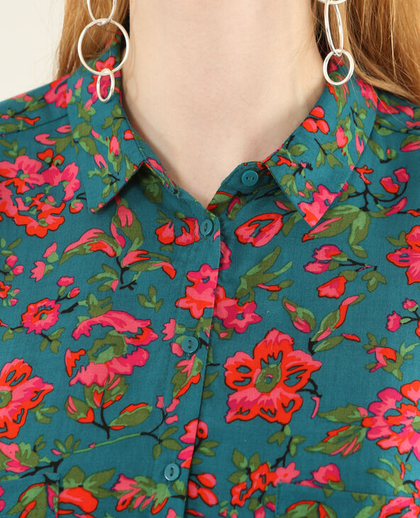 Chemise imprimé fleuri vert foncé - Pimkie