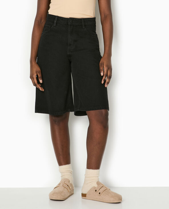 Bermuda large en jean noir - Pimkie