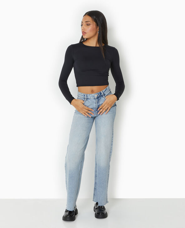 Top manches longues avec dos ouvert noir - Pimkie