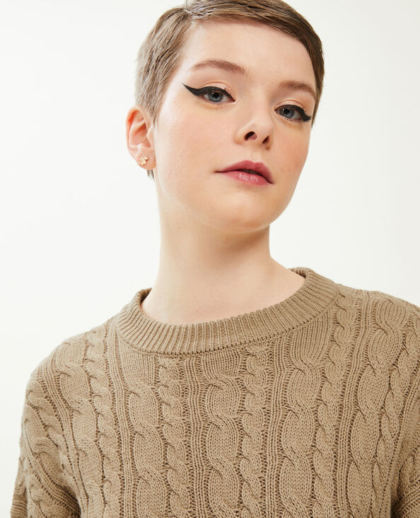 Pull court en maille torsadée camel - Pimkie