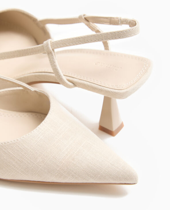 Escarpins ouverts bouts pointus et talons bobines beige - Pimkie