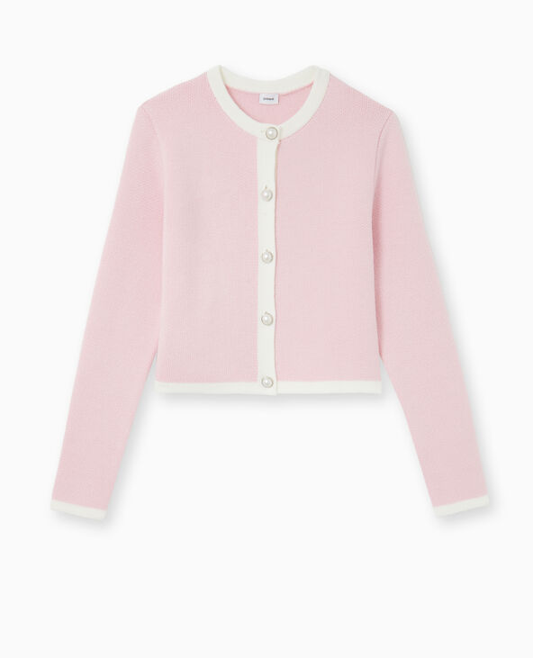 Gilet en maille avec boutons fantaisie rose clair - Pimkie