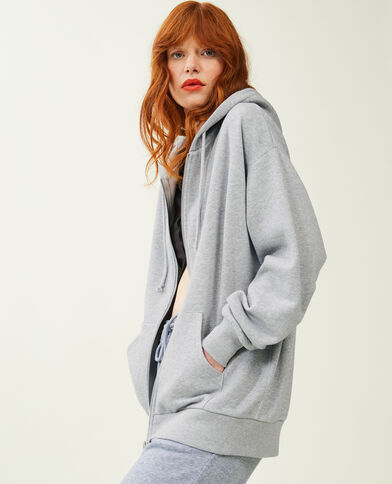 Sweat zippé oversize avec capuche gris chiné - Pimkie