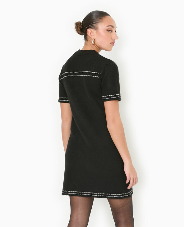 Robe courte en maille avec détails contrastés noir - Pimkie
