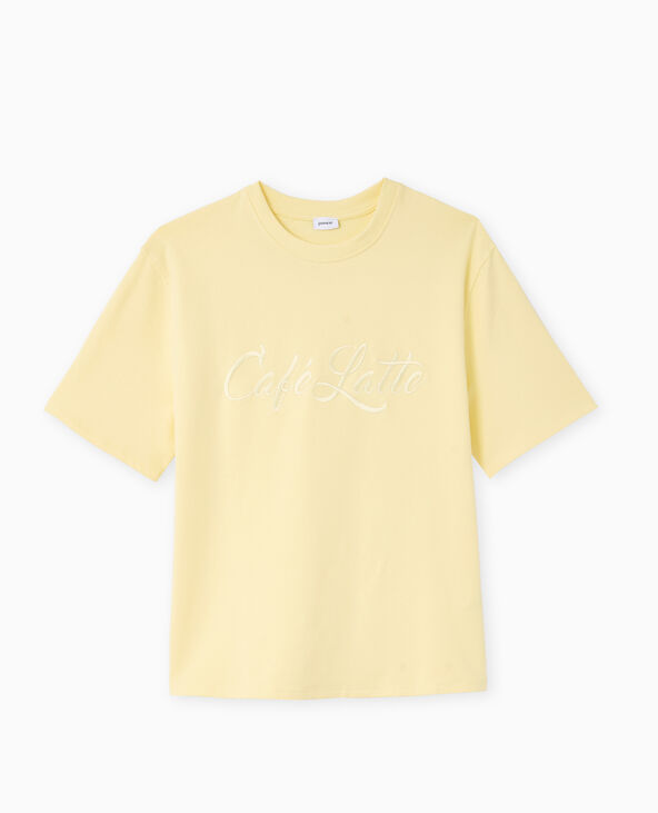 T-shirt épais avec broderie Jaune pâle - Pimkie
