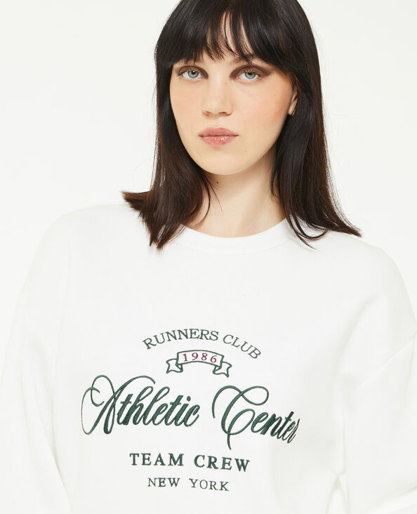 Sweat oversize brodé blanc - Pimkie