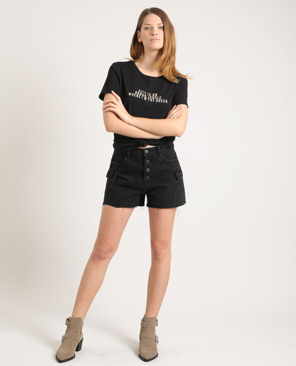 T-shirt à message noir - Pimkie