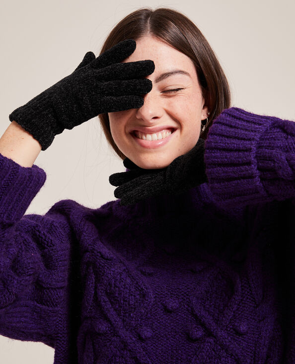 Paire de gants maille chenille noir - Pimkie