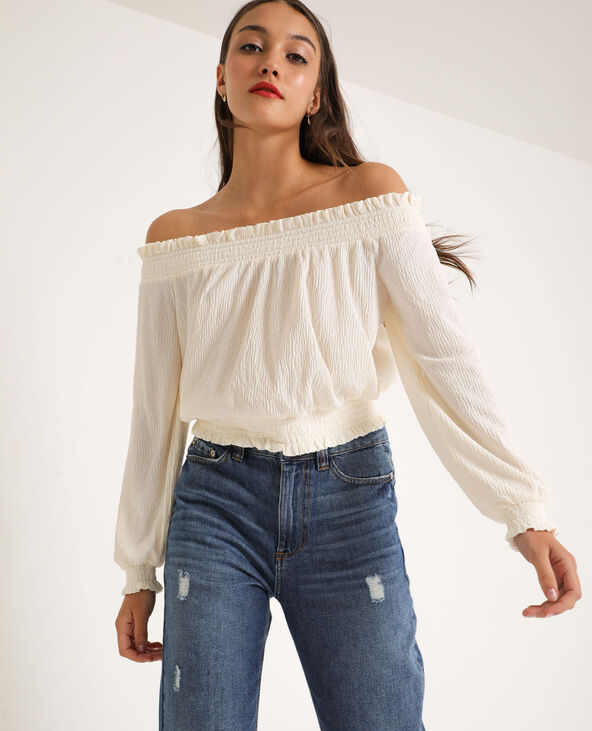 Top à col bardot blanc - Pimkie