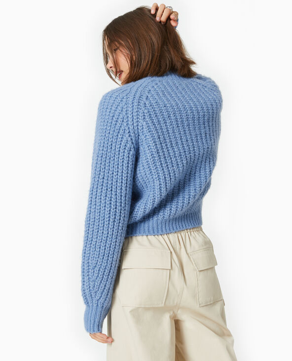Pull col montant grosses mailles  bleu - Pimkie