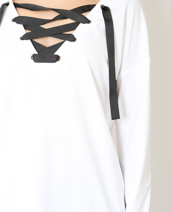 T-shirt à lacets blanc - Pimkie