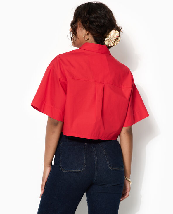 Chemise courte avec manches courtes et poches rouge - Pimkie
