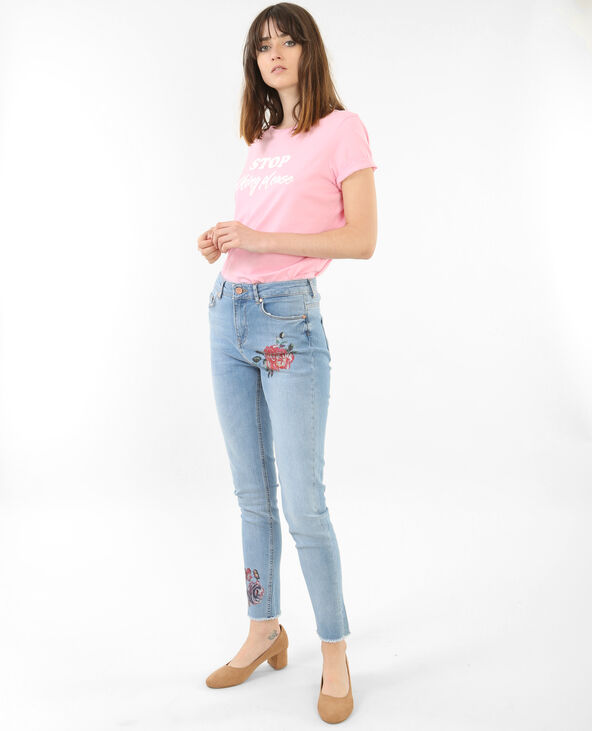 Jean slim imprimé fleuri Jean stoned - Pimkie