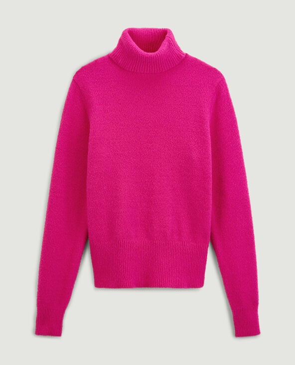 Pull col roulé maille fluffy rose fuchsia - Pimkie