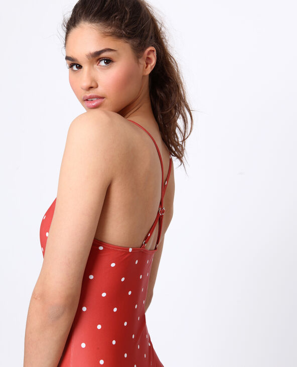 Maillot de bain une pièce à pois marron - Pimkie
