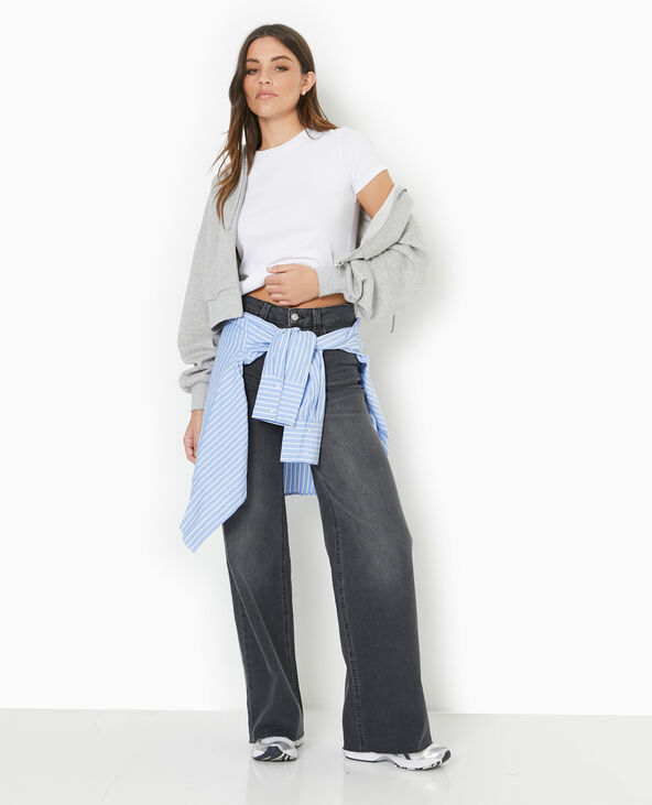 Jean wide taille haute gris foncé - Pimkie