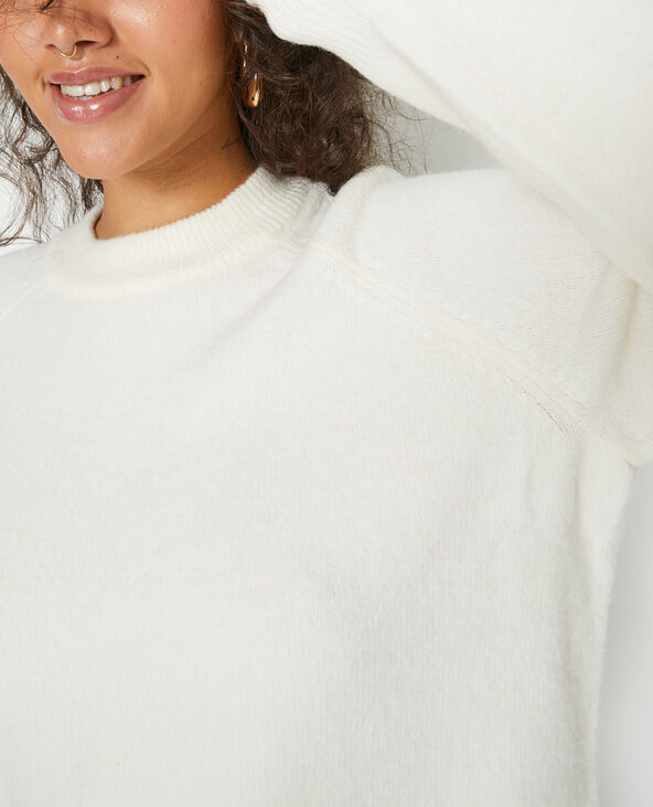 Pull oversize col rond manches raglan blanc - Pimkie