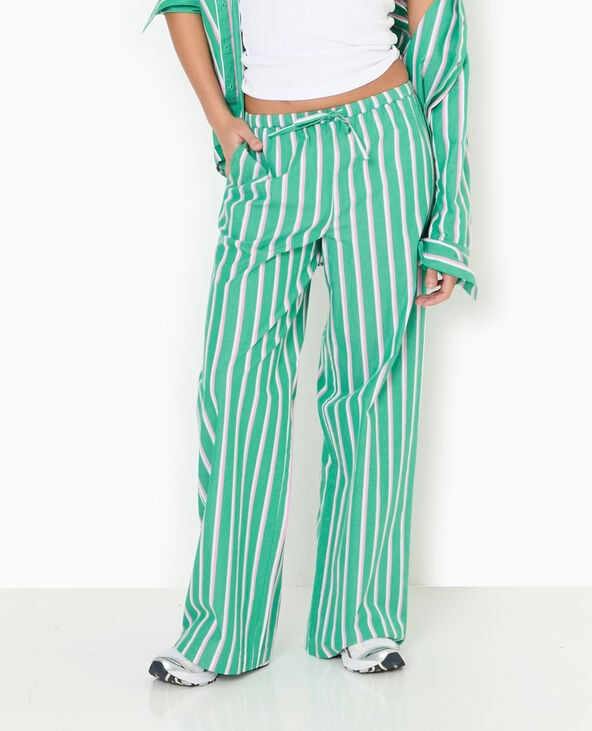 Pantalon rayé esprit pyjama d'homme vert - Pimkie
