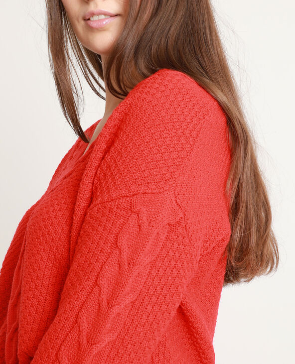 Pull torsadé rouge - Pimkie