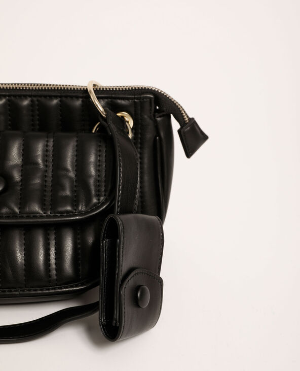 Sac bandoulière triple en simili cuir noir - Pimkie