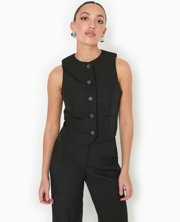 Combinaison avec effet gilet de barman noir - Pimkie