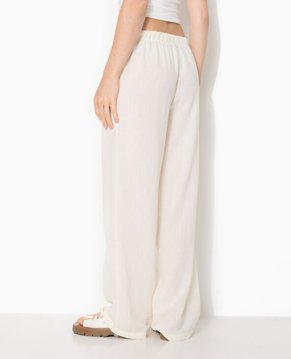 Pantalon droit et large avec ceinture coulissée blanc - Pimkie