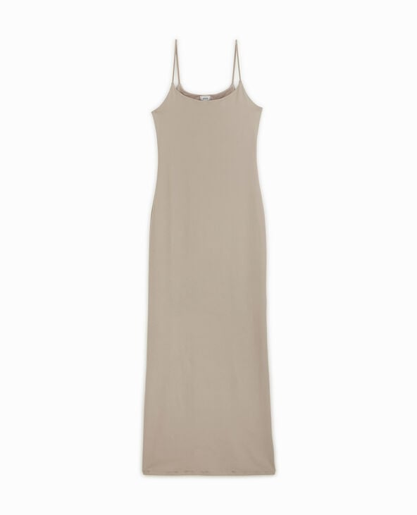 Robe longue avec fines bretelles beige - Pimkie