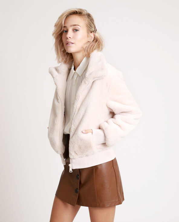 Veste bomber en fausse fourrure rose clair - Pimkie