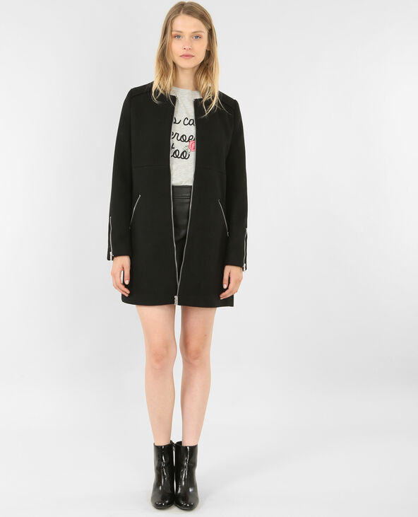 Manteau mi-long noir - Pimkie