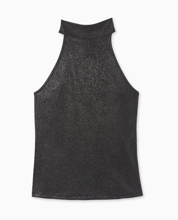 Top sans manches col montant avec lurex noir - Pimkie