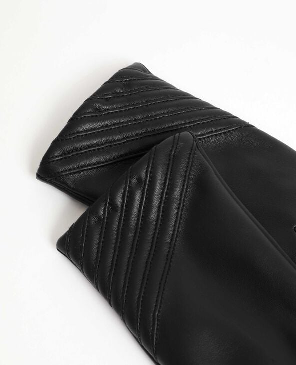 Gants en faux cuir noir - Pimkie