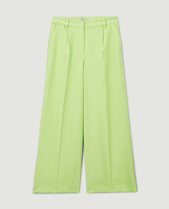 Pantalon large en toile fluide vert anis - Pimkie