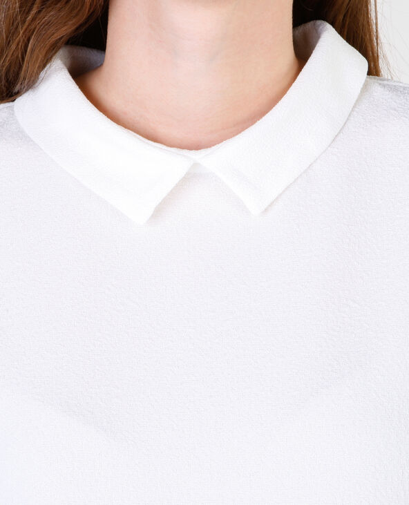 T-shirt col chemise blanc - Pimkie