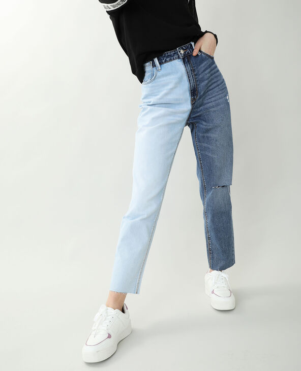 Pantalon jean bicolore outlet
